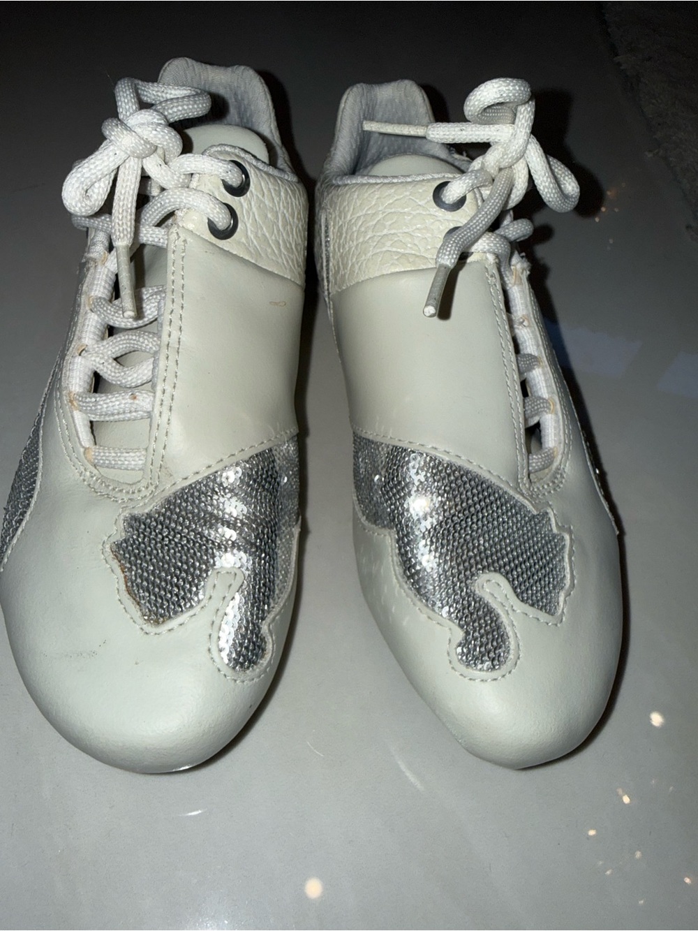 Puma White Sneakers with silver Accents